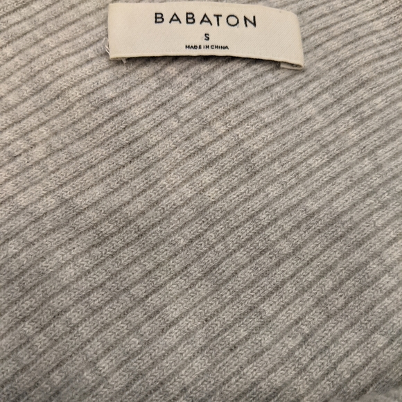 Aritzia Babaton Kitano Grey Boatneck Back-Wrap Ribbed Wool Blend Sweater Size S - Picture 13 of 15